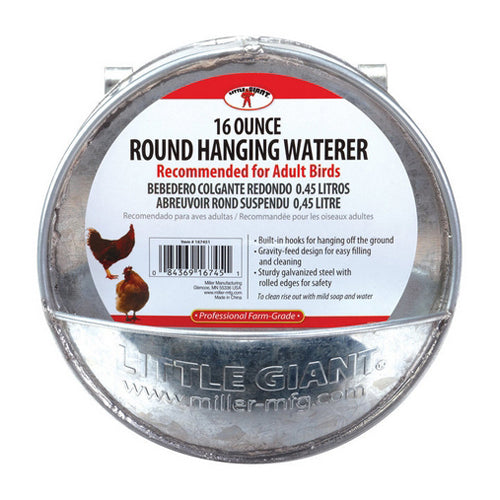 Galvanized Round Hanging Poultry Waterer 1 Each by Miller Little Giant Fashion