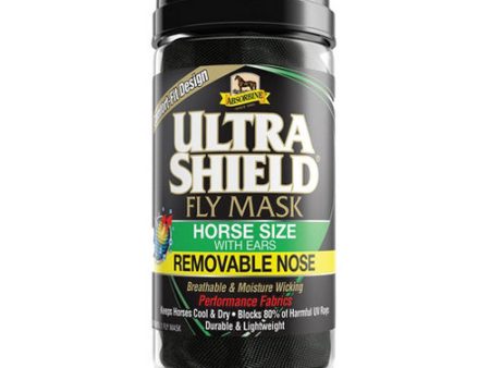 Ultra Shield Fly Mask with Ears Horse Removable Nose 1 Count by Absorbine on Sale