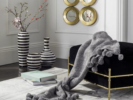 Safavieh Pom Knit Textures and Weaves Dark Grey Natural Throw on Sale