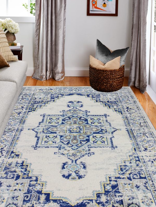 Bashian Mayfair M147-MH507 Ivory Blue Area Rug Fashion