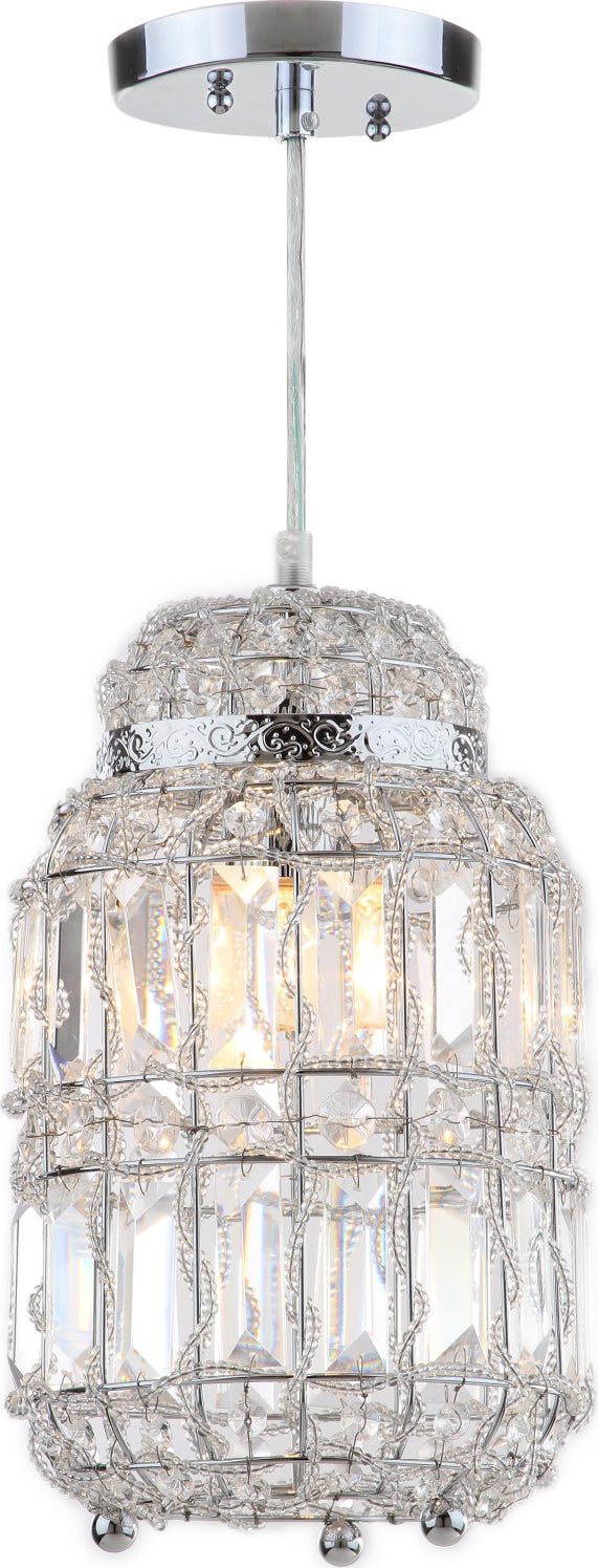 Safavieh Bellamy Chrome Glass Adjustable Pendant Chrome Clear Lamp Online Hot Sale