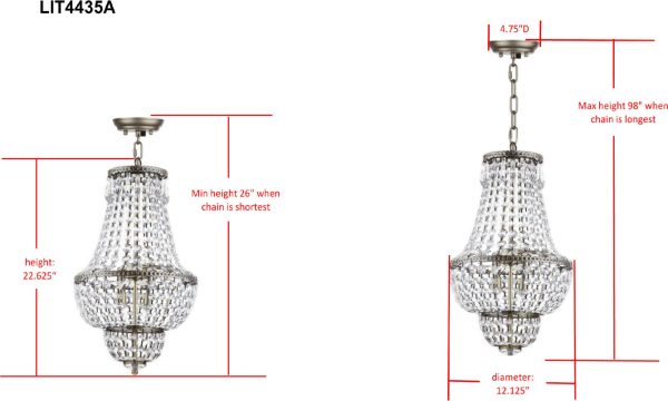 Safavieh Amoret 4 Light Brass Adjustable Beaded Chandelier Brass Clear Lamp Online Hot Sale