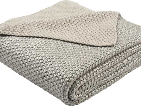 Safavieh Tickled Grey Knit Textures and Weaves Palewisper Throw For Sale