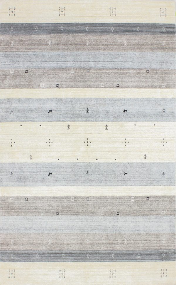 Bashian Terrain I167-BLN12 Ivory Grey Area Rug For Sale