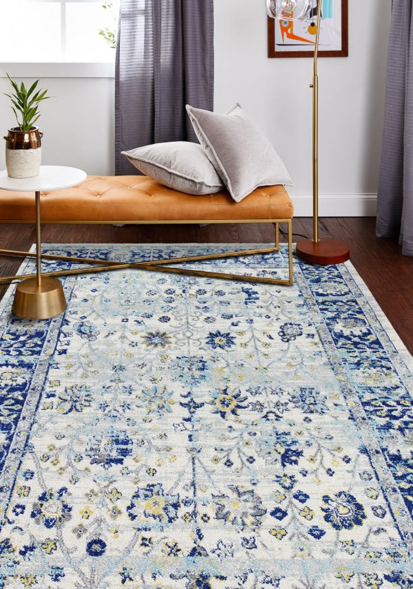 Bashian Mayfair M147-MH503 Ivory Blue Area Rug on Sale