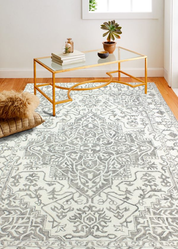 Bashian Valencia R131-BNAL89 Ivory Grey Area Rug Online now