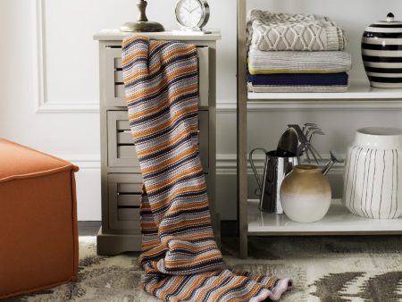 Safavieh Candy Stripe Knit Textures and Weaves Light Grey Dark Grey Orange Pink Throw Online Hot Sale