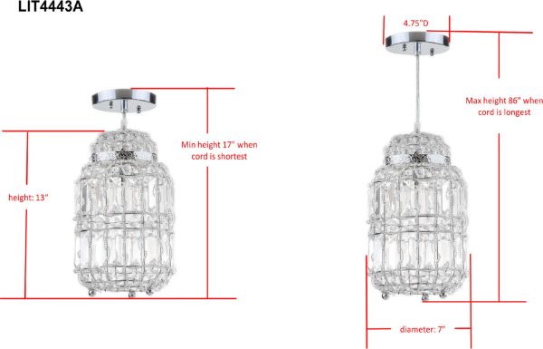 Safavieh Bellamy Chrome Glass Adjustable Pendant Chrome Clear Lamp Online Hot Sale