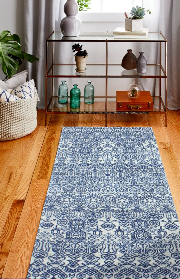 Bashian Everek E110-5465 Ivory Blue Area Rug Hot on Sale