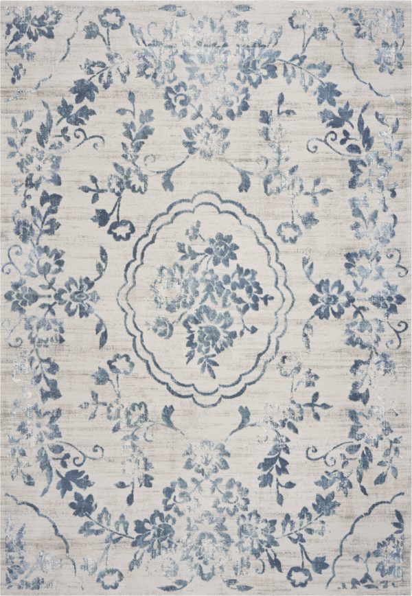 KAS Empire 7062 Ivory Blue Flora Area Rug Fashion