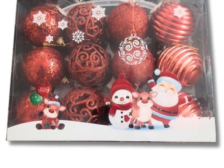 12PCS Christmas Assorted Hanging Red Balls Cheap