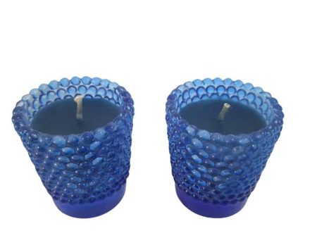 Blue Bubble Glass with Candle 2PCS Hot on Sale