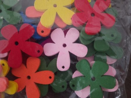 Flower Wooden Craft Buttons 20 PCs Online now